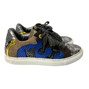 Zadig & Voltaire ZV1747 Leo Wild Sneakers Glitter Snake Print Leather Size US 8